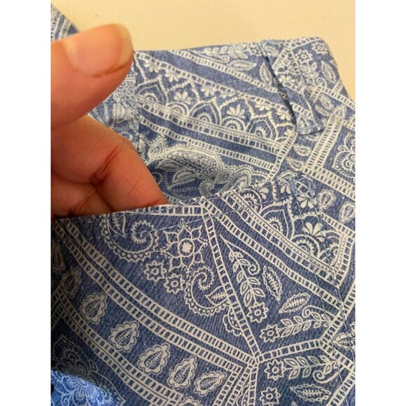 2 Pairs of Chicos Cropped Pants Size 1 Blue Patterned Navy Stretch Cotton Blend - Picture 8 of 16